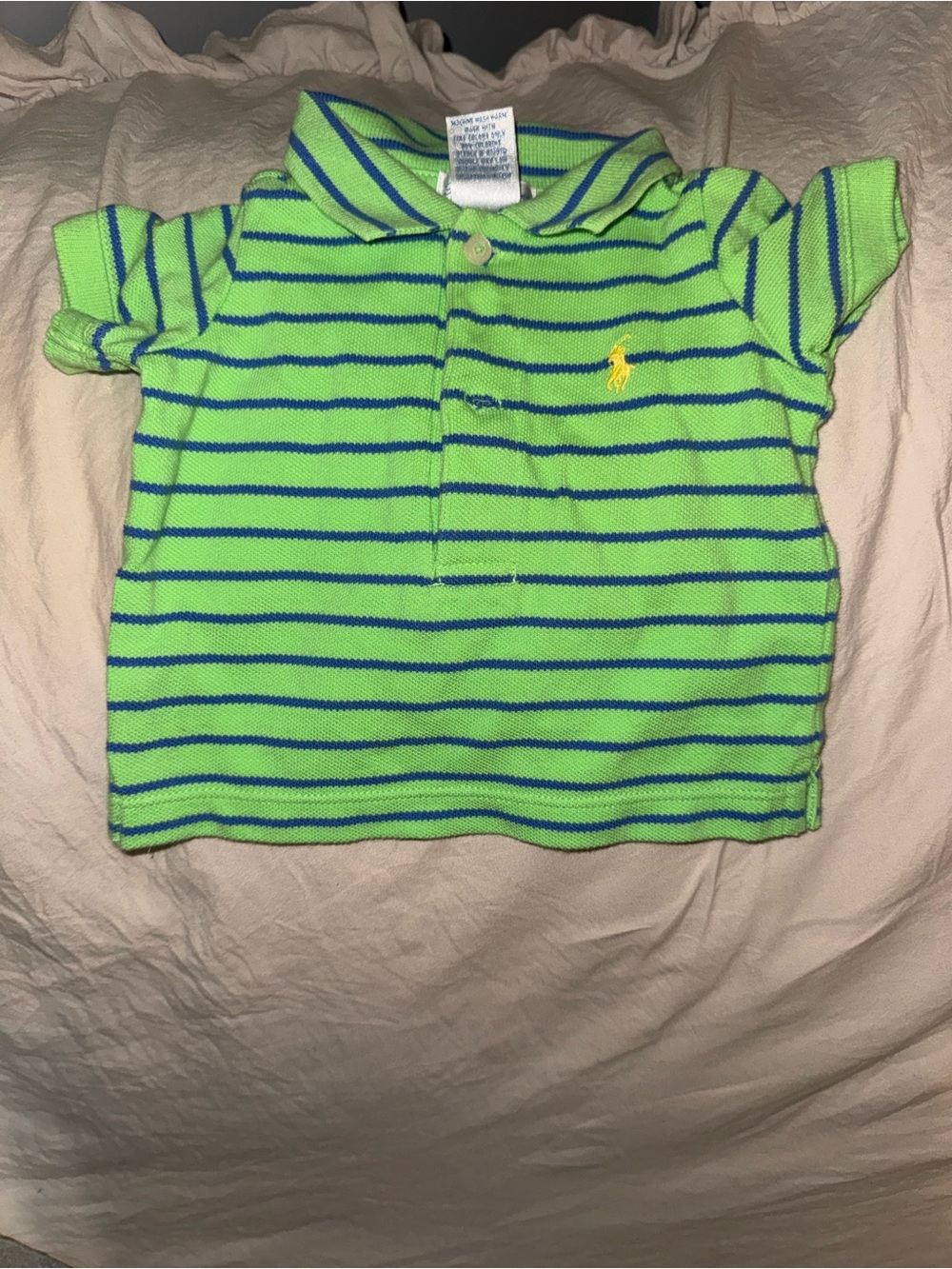 Polo by Ralph Lauren Neon Green Striped Polo with Yellow Pony